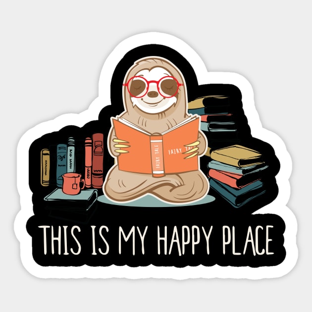 This Is My Happy Place Sloth Reading Sticker by anubis1986